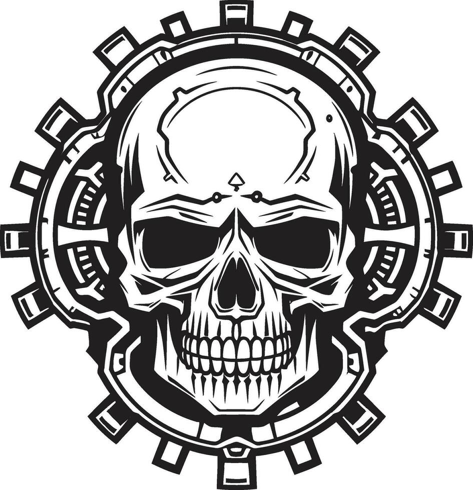 Mechanical Marvel The Robotic Skull Logo Futuristic Mechanical Skull Design A Cyberpunk Dream vector