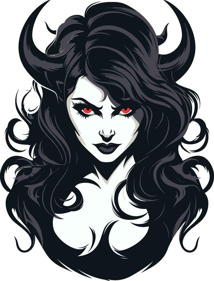 Demon Elegance in Monochrome Black Vector Icon Vector Artistry Redefined Sinful Demon Emblem