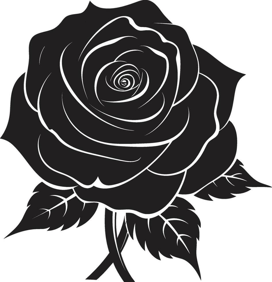 Elegant Black Rose Icon An emblem that exudes elegance and sophistication Graceful Rose Majesty in Vector Silhouette A graceful and powerful rose symbol