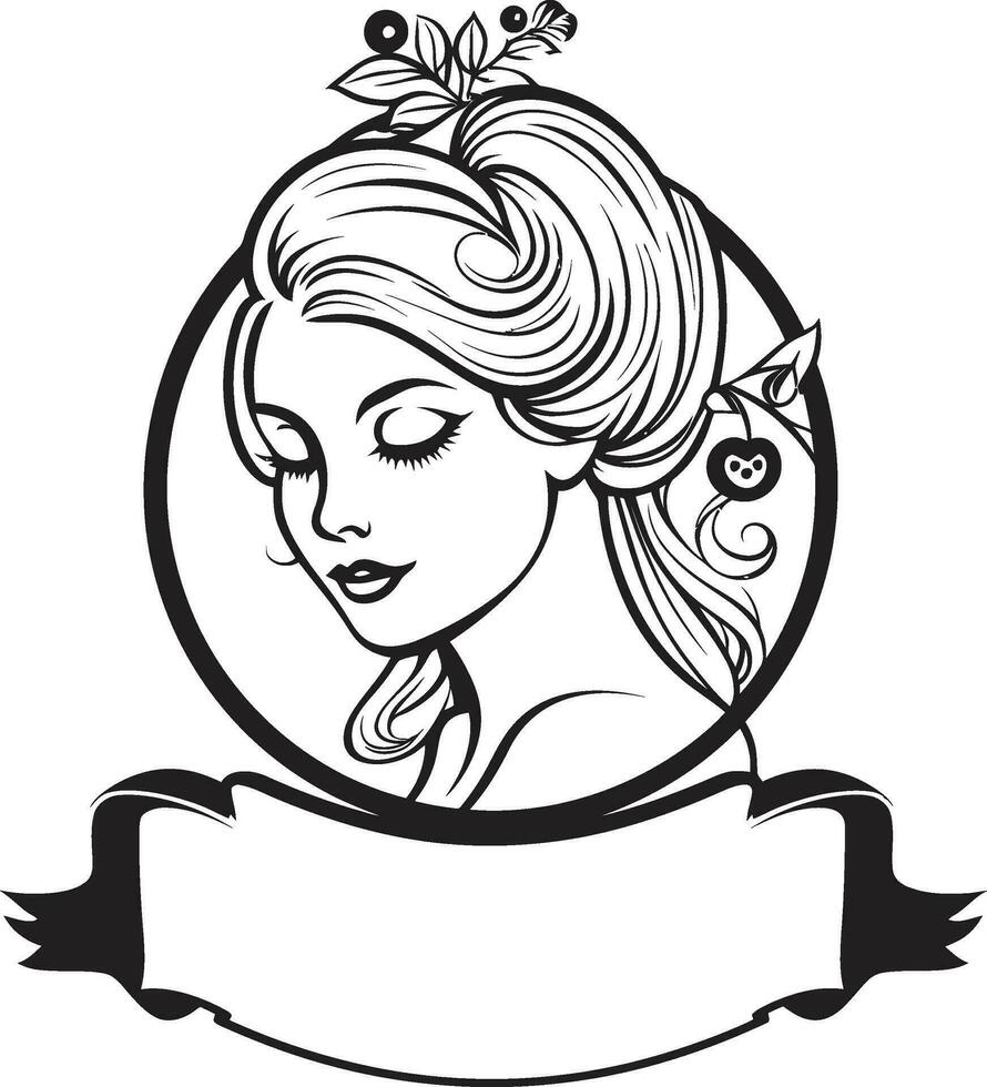 Intriguing Elegance Vector Icon of Females Essence in Black Monochrome Subtle Charm Black Logo with Females Visage in Monochrome