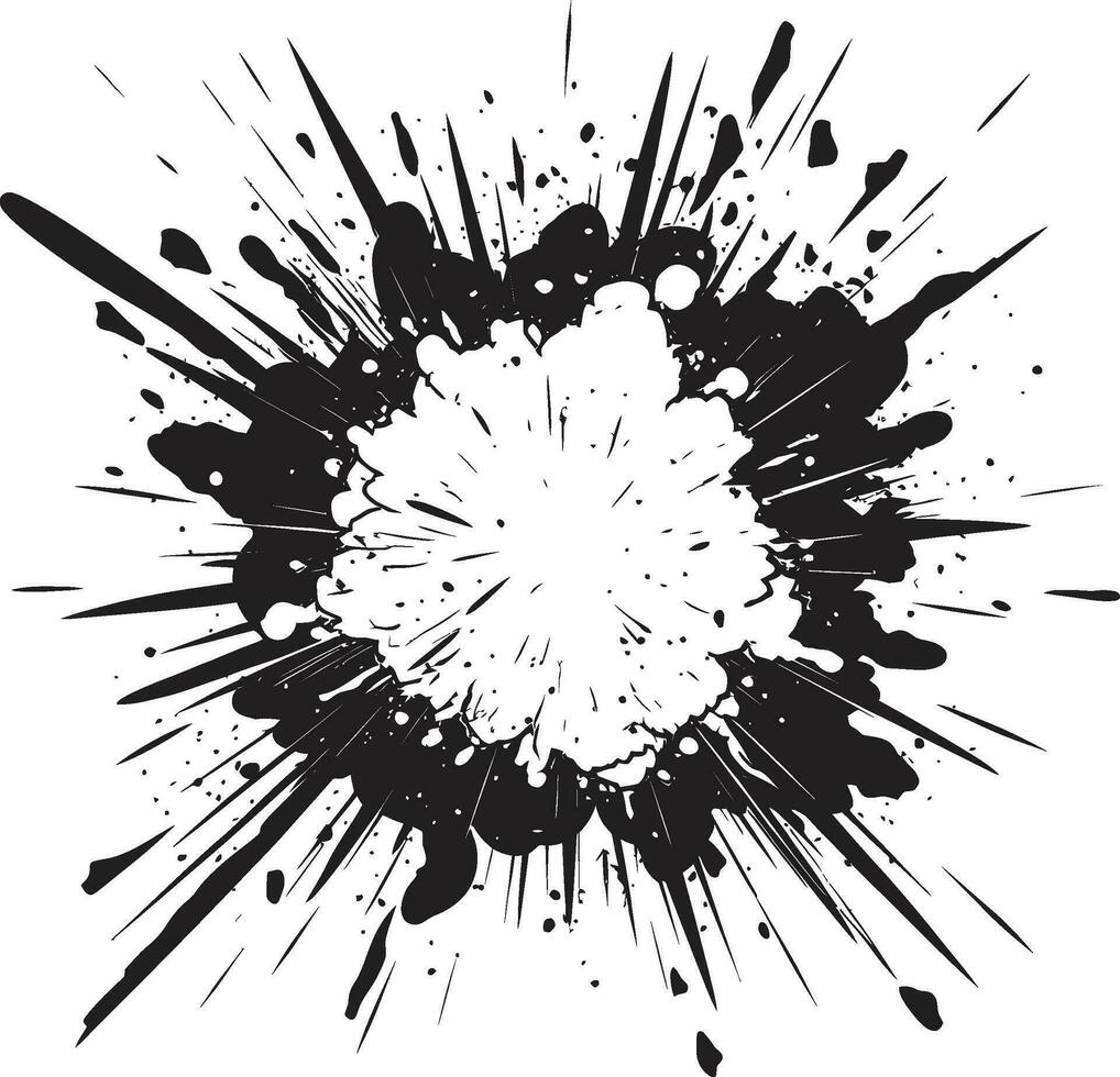Action Packed Art Black Explosive Logo Vector Icon Kaboom Comic Design Explosive Emblem in Black