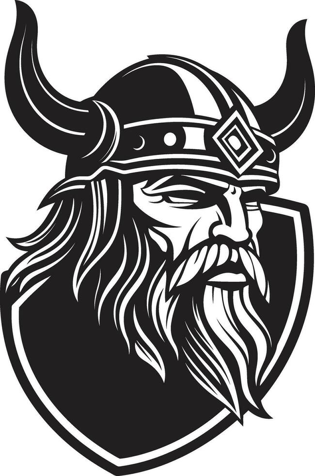 el portador del escudo un noble vikingo icono ensombrecido frenético un feroz vikingo símbolo vector