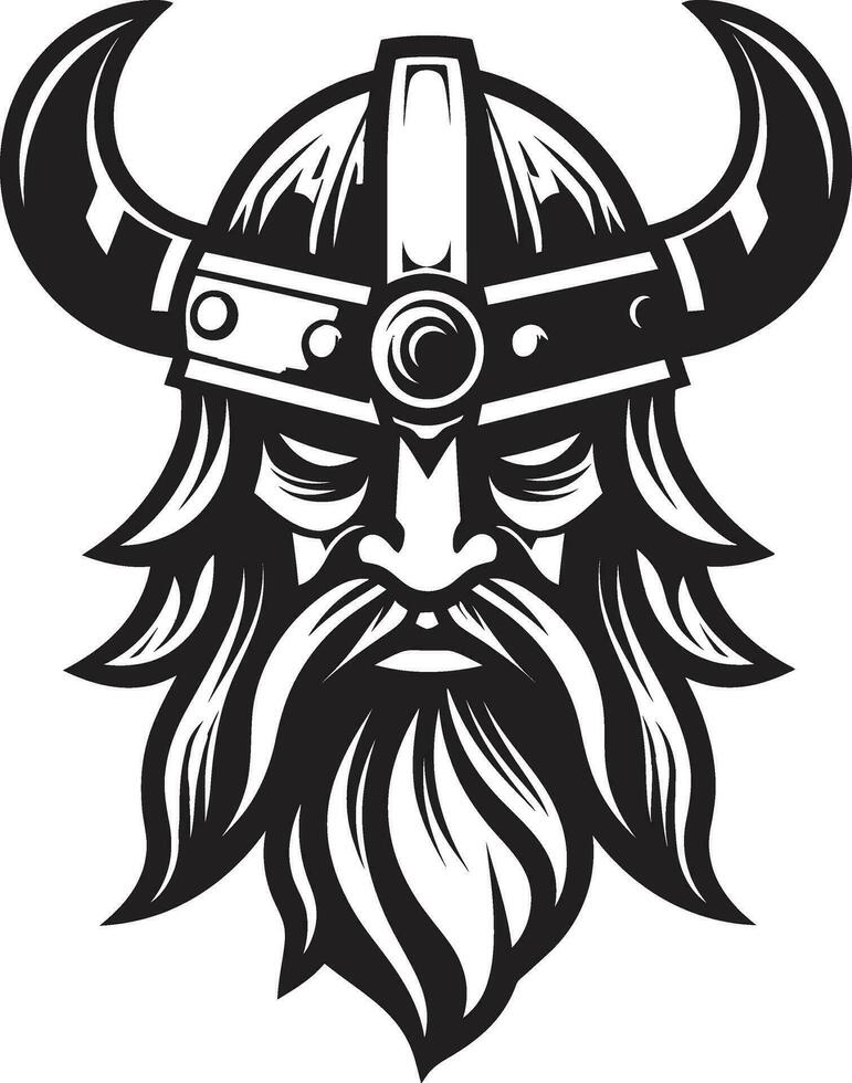 el vikingo asaltante un temible mascota icono tinta negro frenético un vikingo símbolo de poder vector