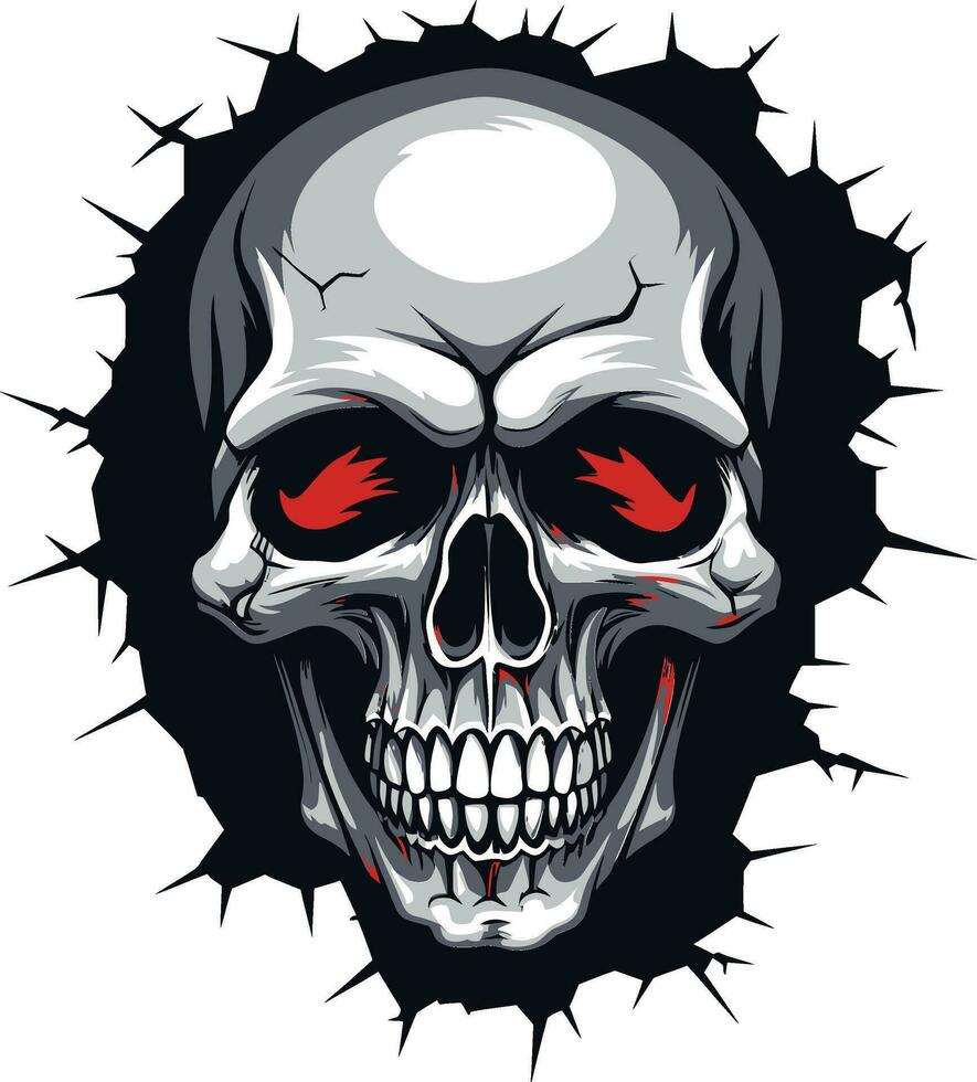 Gothic Wall Enigma The Intriguing Skull Symbol Dark Emergence Skull in Cracked Wall Design vector