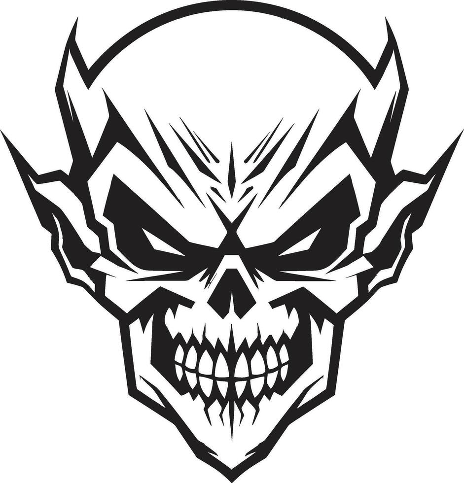 Abyssal Aura Ominous Skull Icon Elegance in Shadows Enigmatic Symbol vector