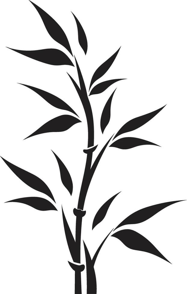 Bamboo Elegance Black Logo Design with Vector Icon Black and Bold Bamboo Plant Vector Emblem