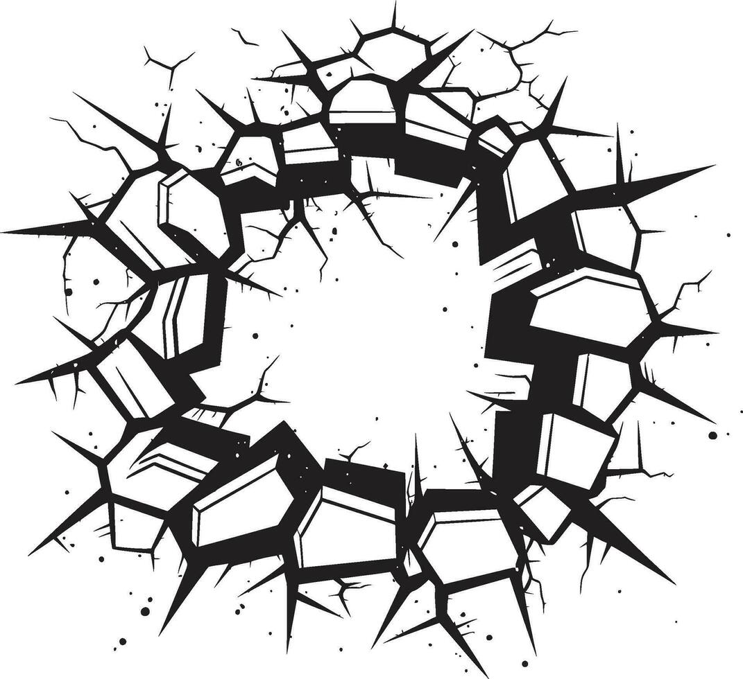 Thrilling Breakthrough Comic Book Broken Wall Logo Dynamic Breakdown Black Vector Icon