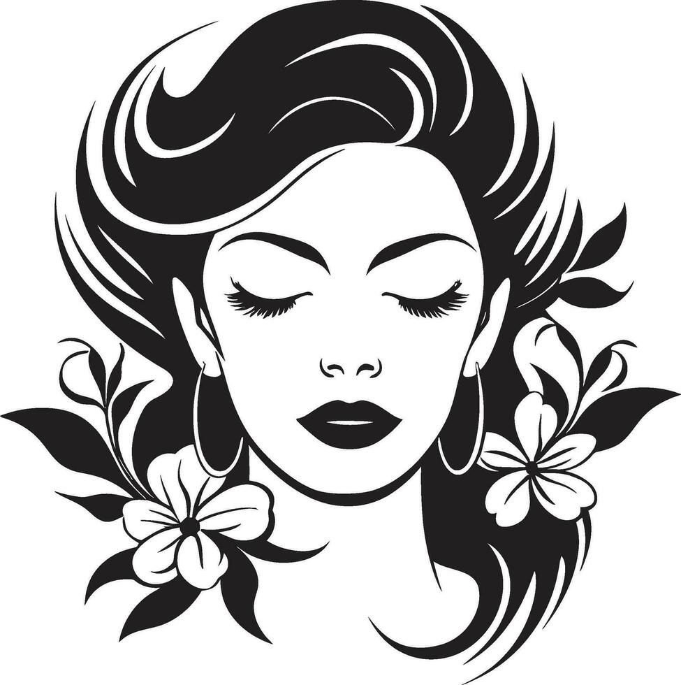 Iconic Simplicity Vector Icon with a Females Face Mystical Gaze Emblem with Black Female Face