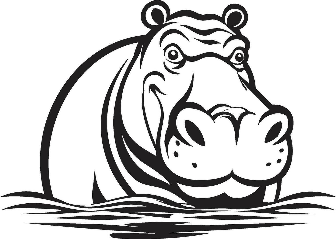 Elegant Hippopotamus Vector Hippo Majesty in Vector Silhouette