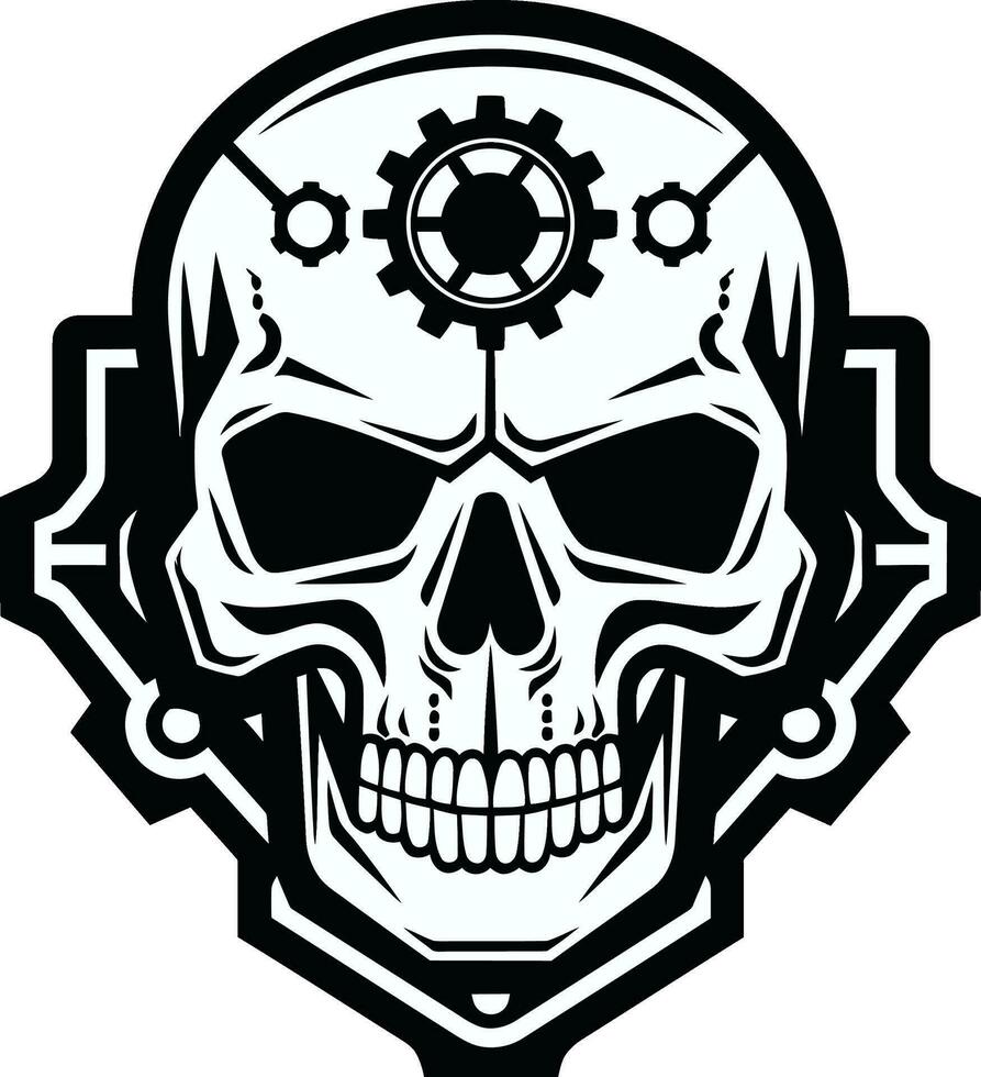 Elegant Skull Icon in the Age of Cybernetics Sleek Tech Symbol The Digital Soul within Metal vector