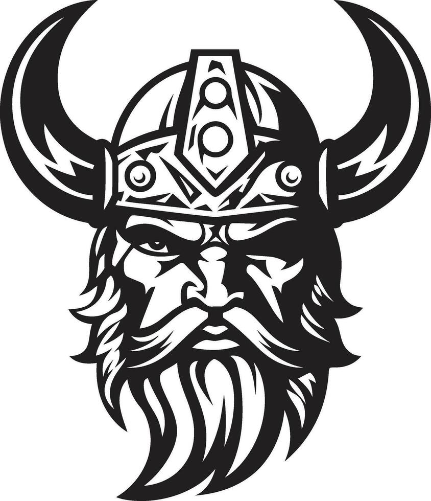 tinta negro frenético un vikingo símbolo de poder Odín avatar un poderoso vikingo mascota vector