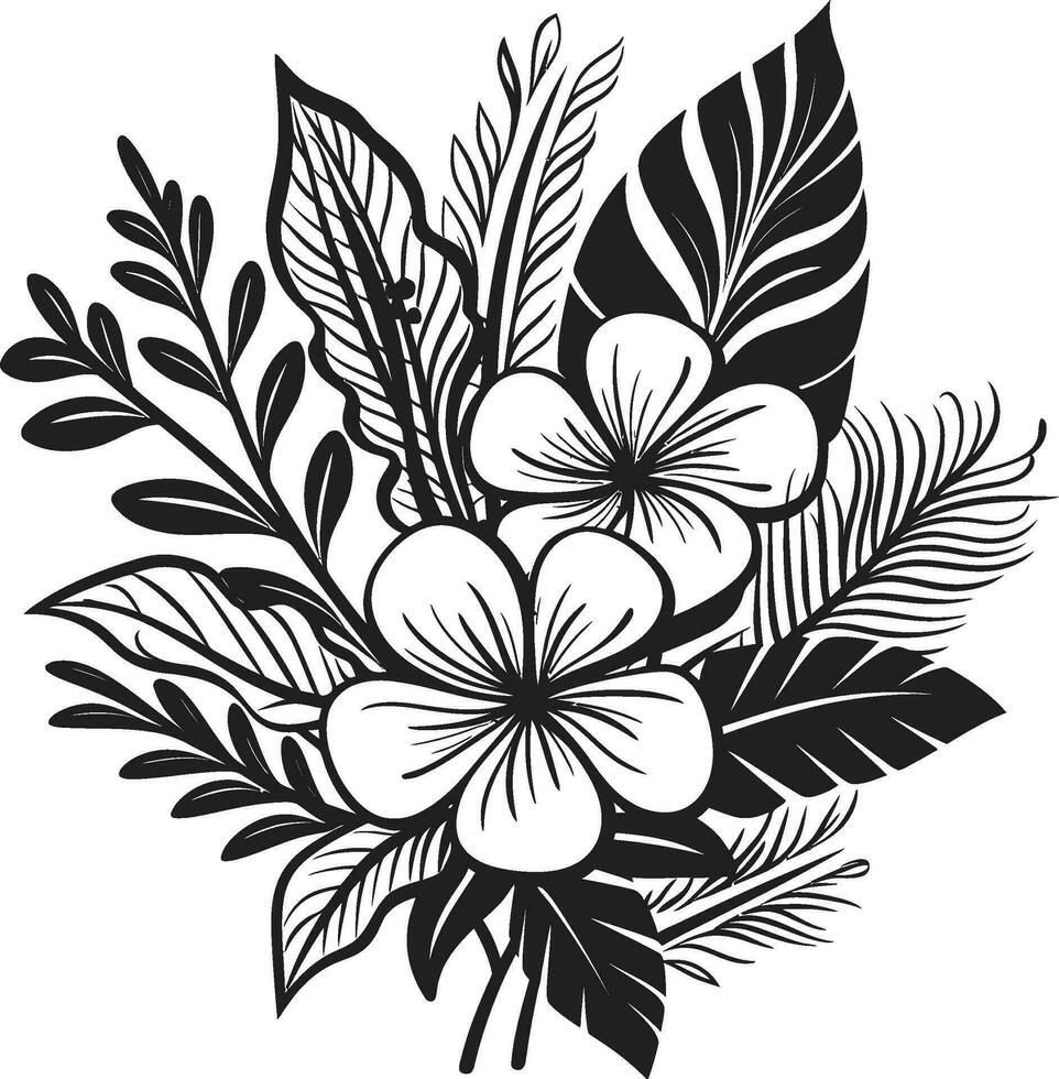 elegante negro logo botánico tropical floral vector icono vector arte exótico floral emblema en negro