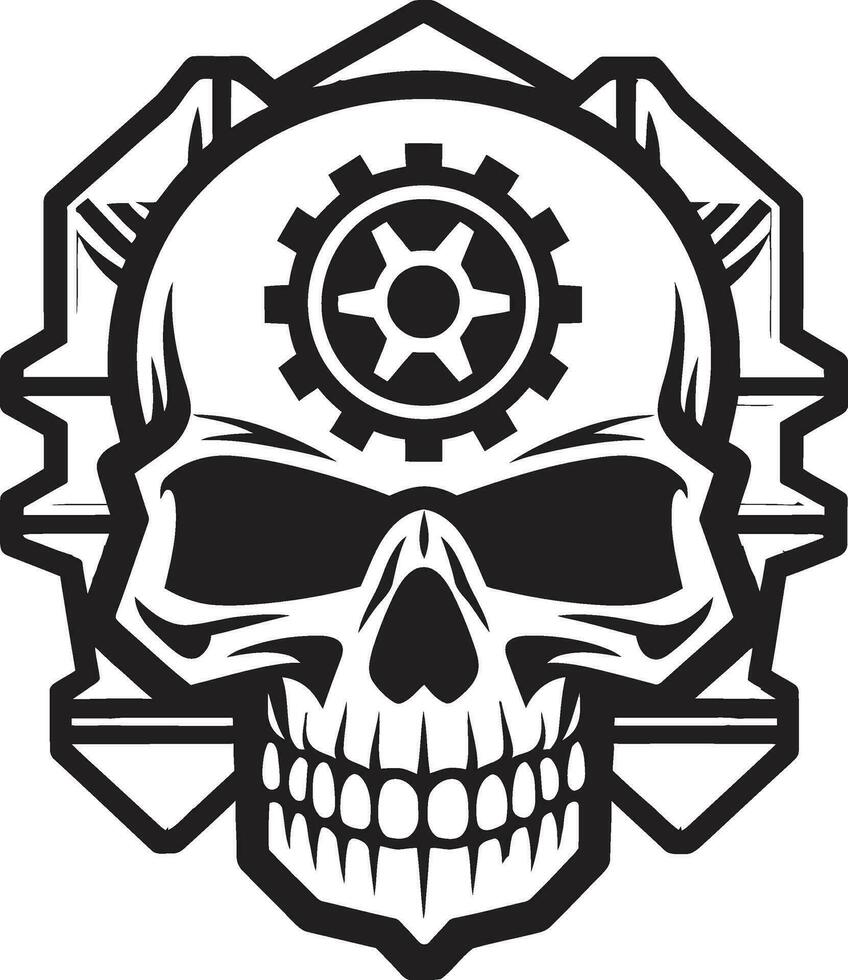 Cyber Gothic Profile Where Technology Meets Elegance Elegant Cybernetic Skull Icon A Timeless Fusion vector