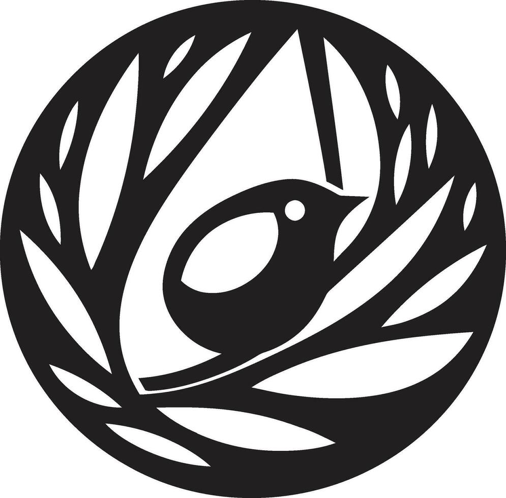 Sleek Black Vector Icon The Nest of Elegance Nestled in Monochrome Noir Bird Nest Symbol