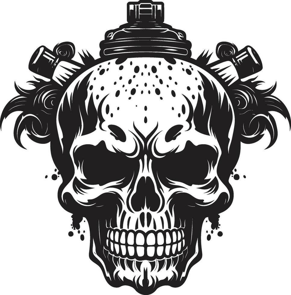esquelético cabeza símbolo siniestro negro vector macabro cráneo logo Siniestro vector obra de arte