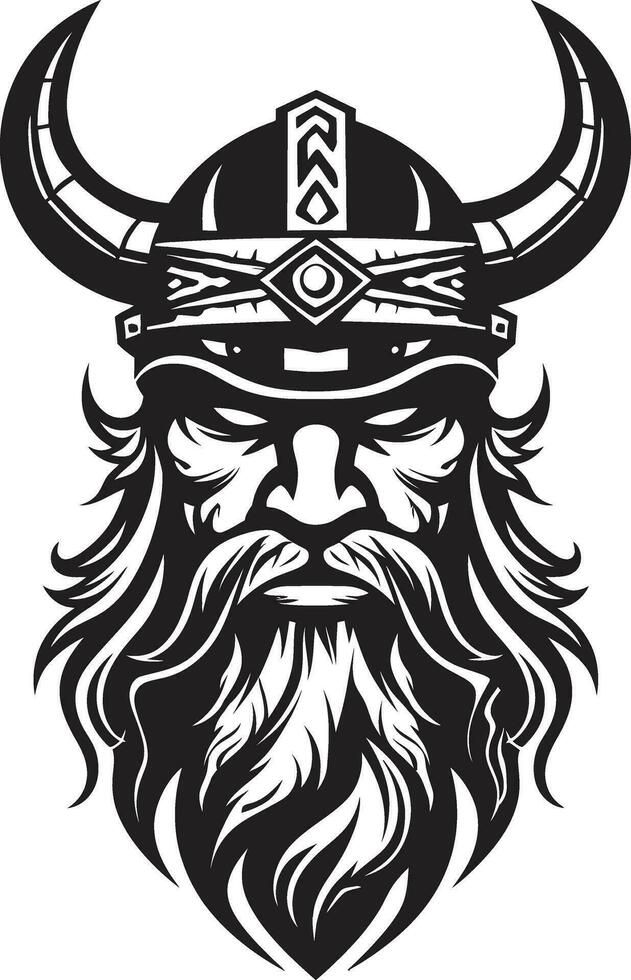 de ébano conquistador un vikingo jefe mascota Valhalla guardián un adivinar vikingo emblema vector