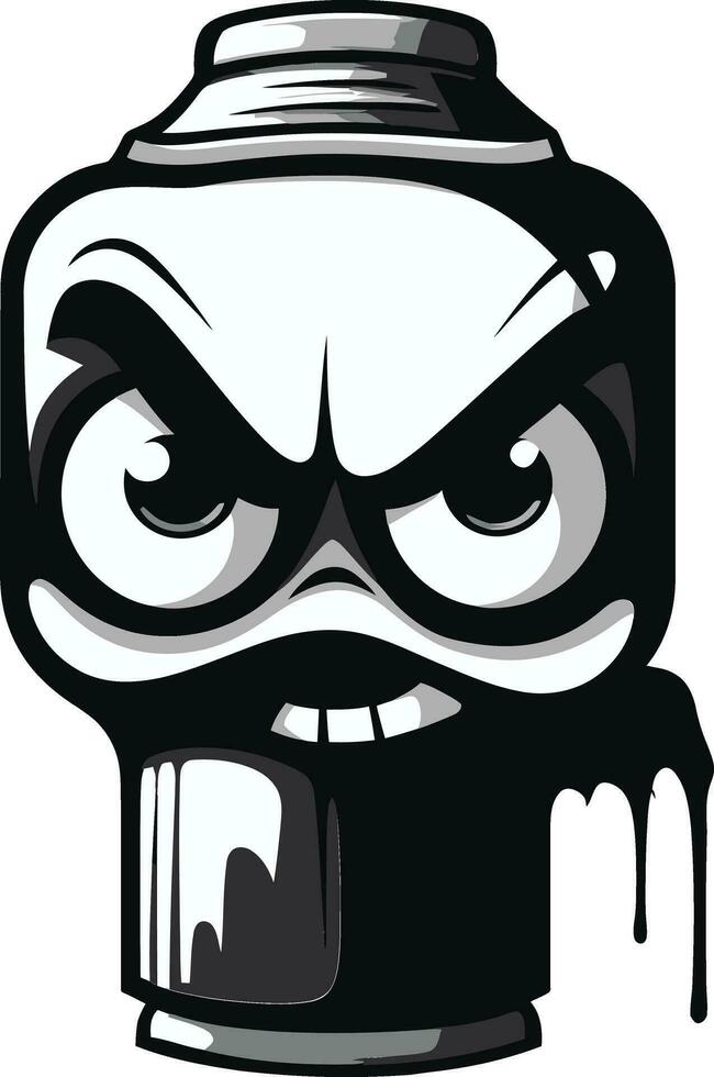 Angry Graffiti Emblem Vector Mascot Design Spray Paint Fury Black Logo Mascot Icon