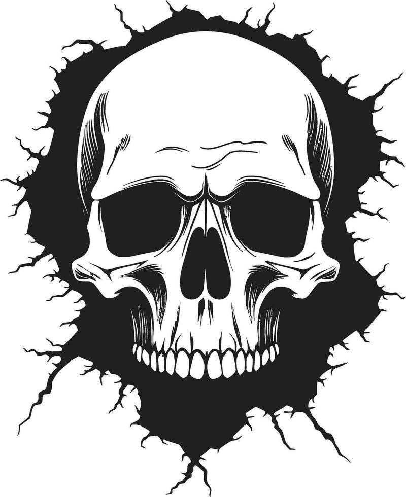 Eerie Wall Portal Skulls Glimpse into Mystery Emerging Skull The Hidden Face of the Wall vector