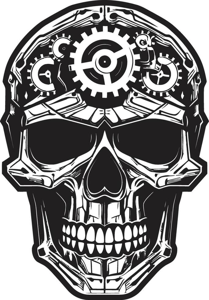 Elegant Cybernetic Skull Icon A Timeless Fusion Intricate Machine Skull Symbol The Art of Machinery vector
