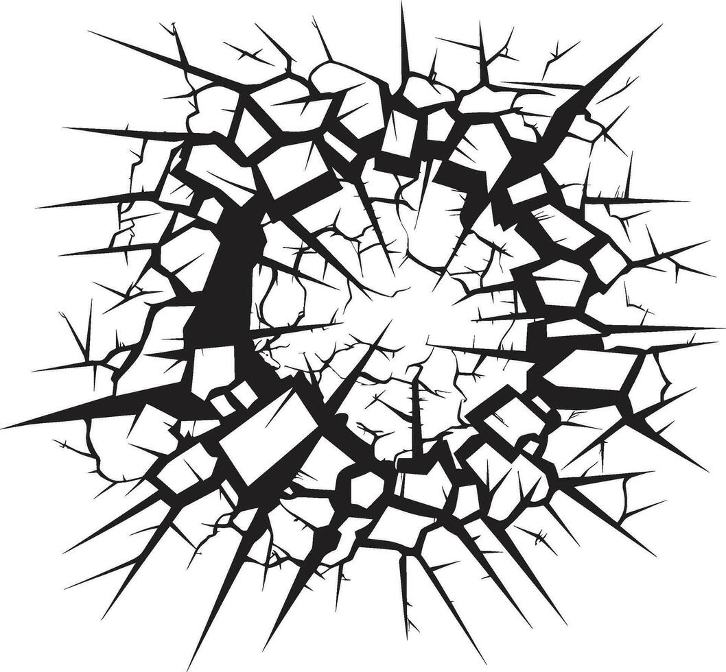 Vector Artistry Unveiled Broken Wall Comic Book Emblem Powerful Cracks Black Comic Book Broken Wall Icon in Vector