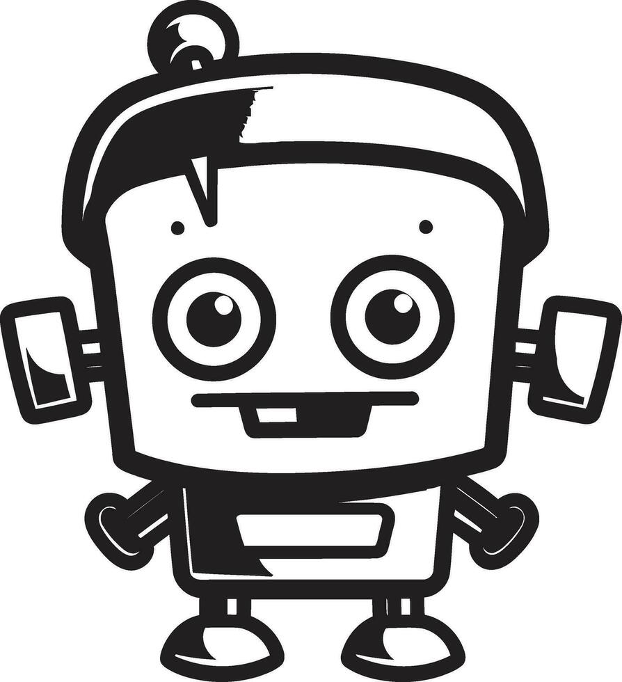 el ciber explorar un pequeño robot mascota emblema tinta empapado dinamo vector logo diseño