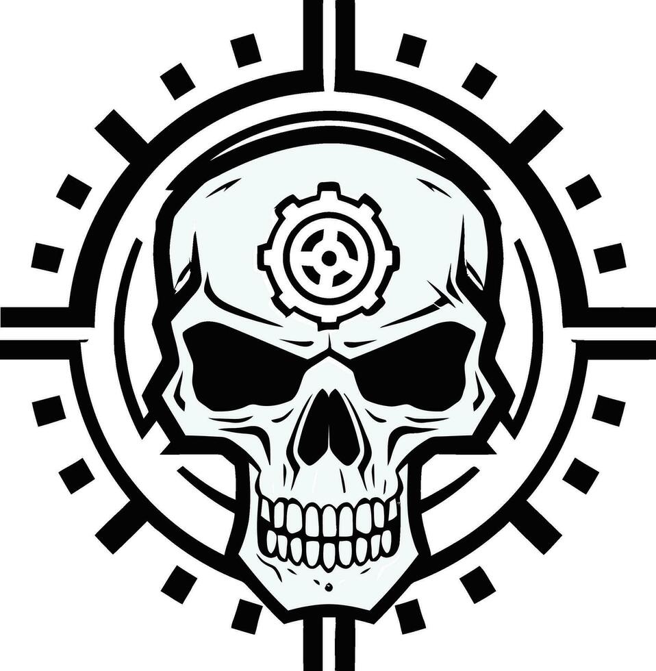 Industrial Marvel The Technological Skull Emblem Abstract Robotic Skull The Artistic Expression of Tech vector