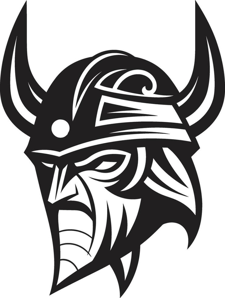 vinculado a las runas frenético un vikingo mascota de sabiduría negro vikingo jefe un poderoso emblema de valor vector