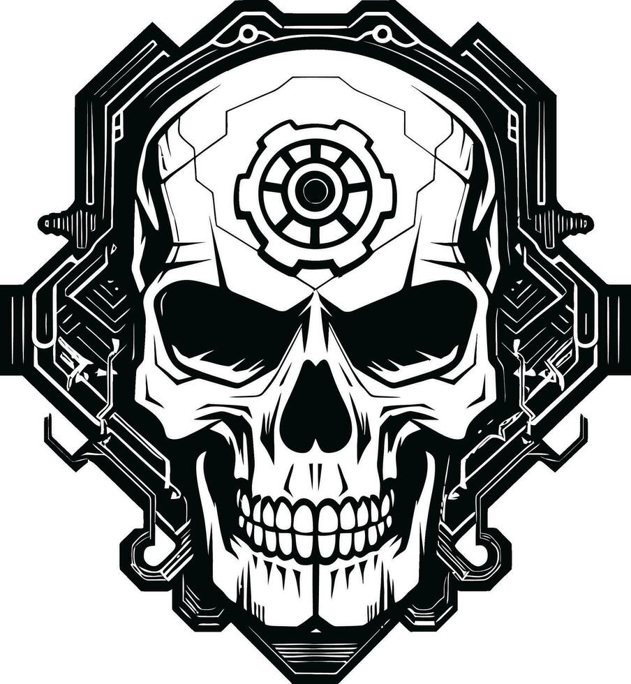 Elegant Skull in the Age of Cybernetics Sleek Mechanical Symbol The Digital Identity vector