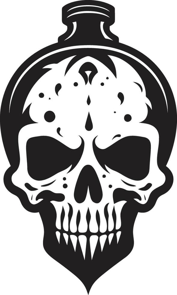 Ebon Enchantment Emblem Mysterious Design Vortex of Despair Vector Ominous Skull Icon
