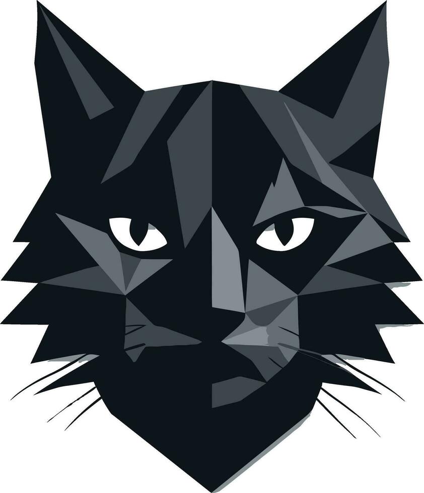 Silhouette of a Whiskered Cat Purr fectly Black Modern Cat Icon vector
