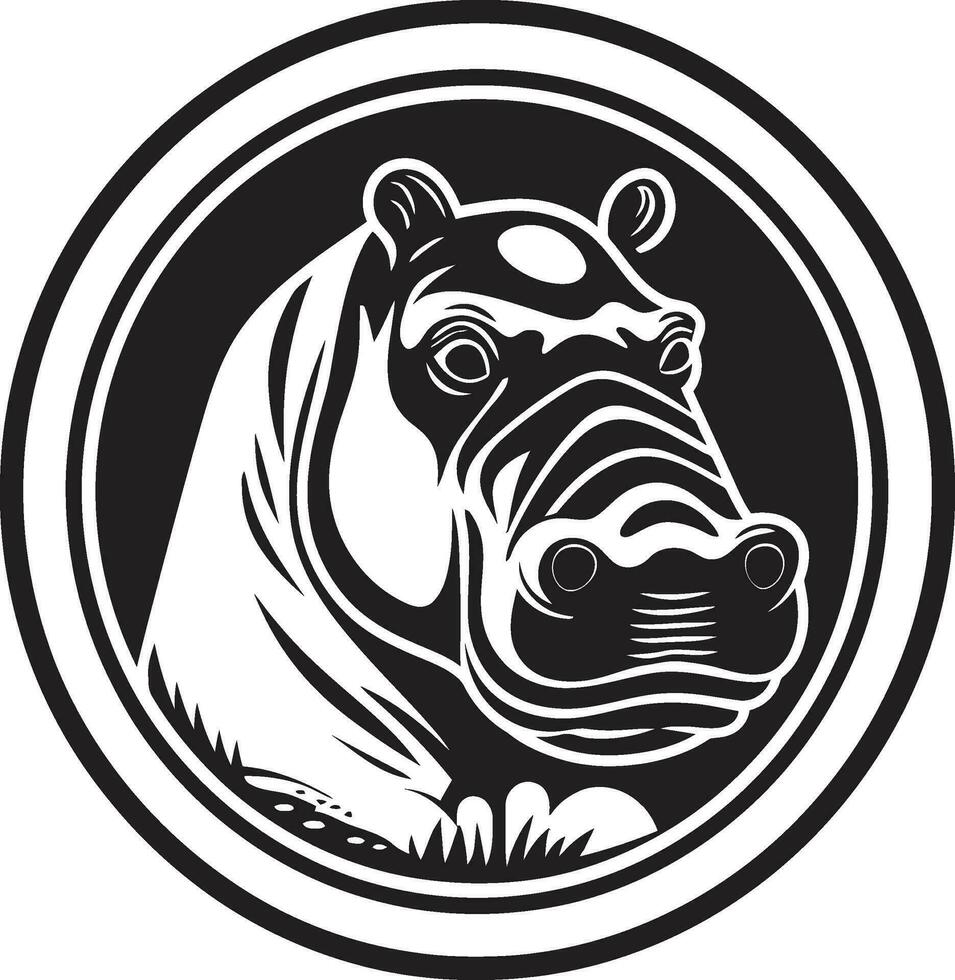 Abstract Black Hippo Symbol Hippo Profile in Vector Art