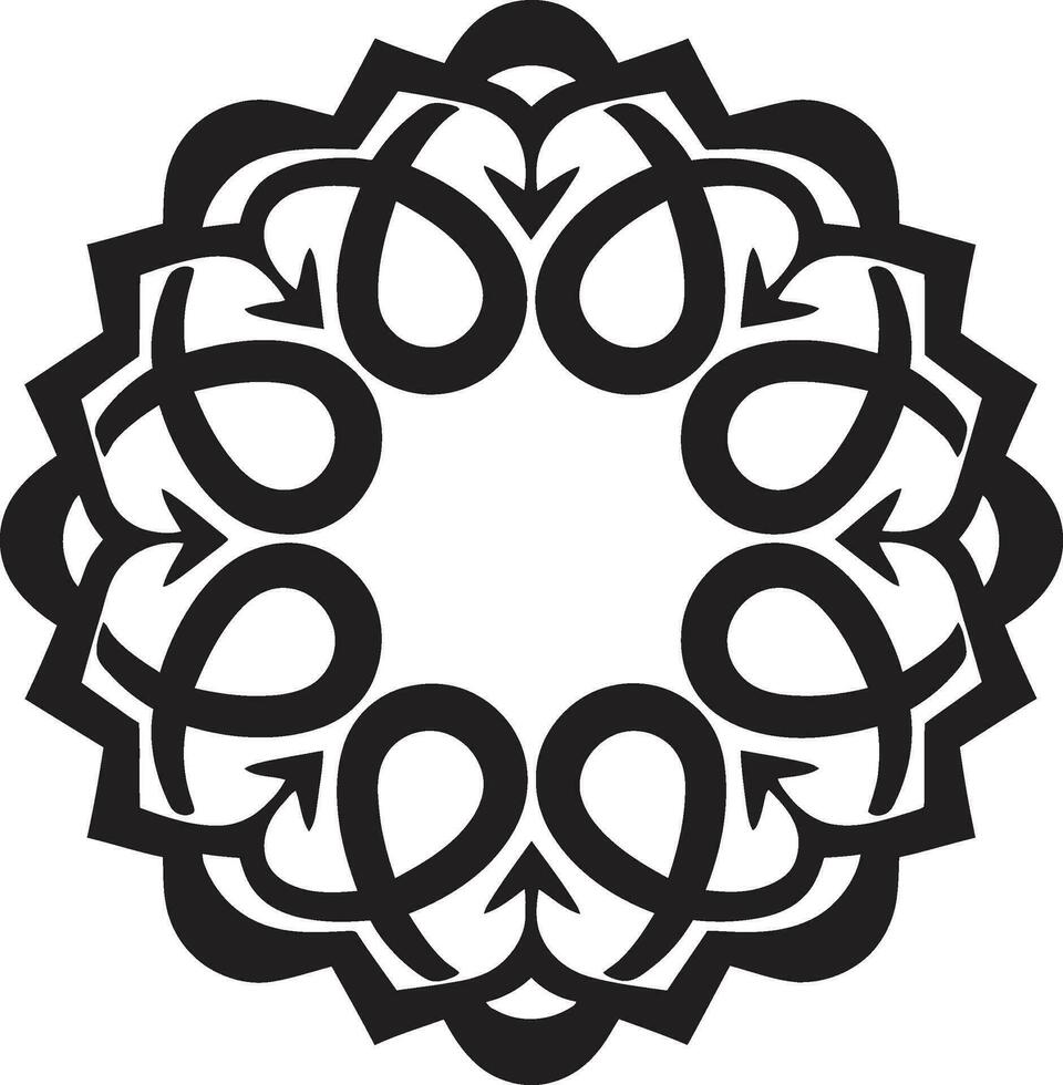 Arabic Treasures in Black and Silver Floral Pattern Emblem Exquisite Symmetry in Arabic Art Black Floral Tiles vector