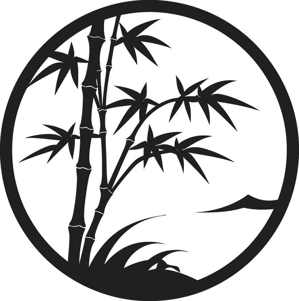 Elegant Natures Touch Tranquil Bamboo in Black Emblem Bamboo Logo Mastery with Black Beauty Botanical Excellence in Black vector