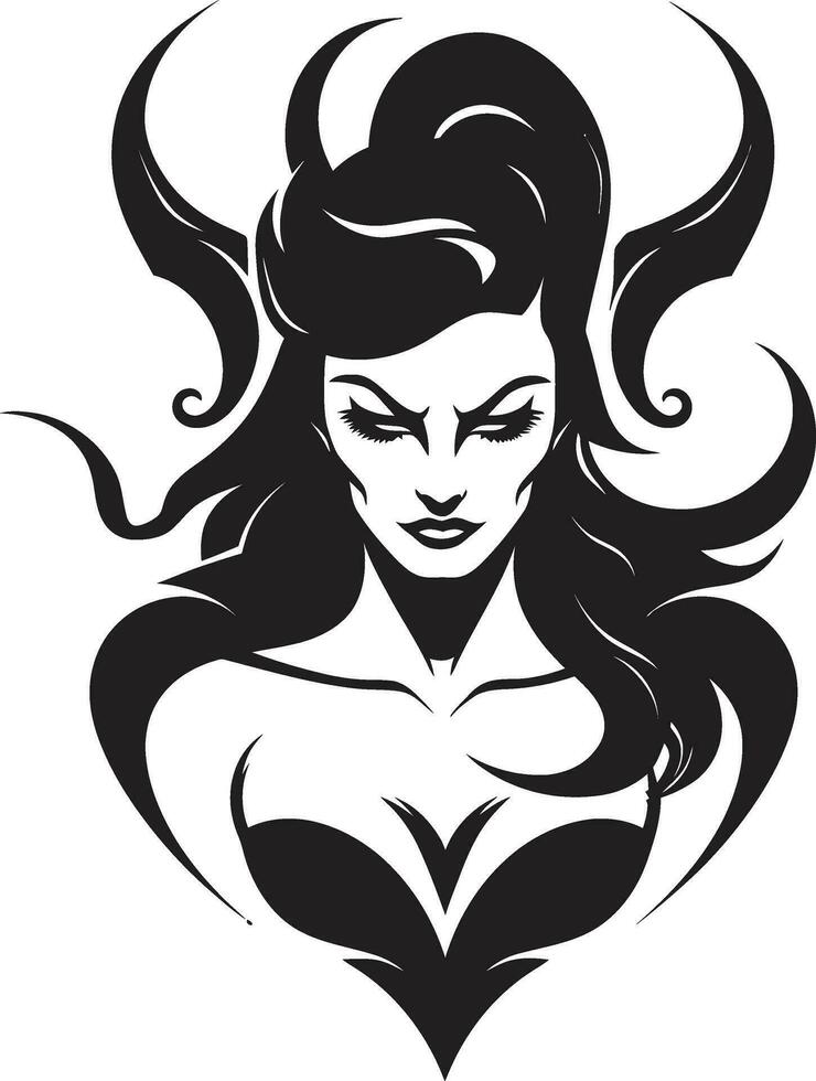 Sultry Allure in Black Elegant Temptation with Seductive Beauty vector
