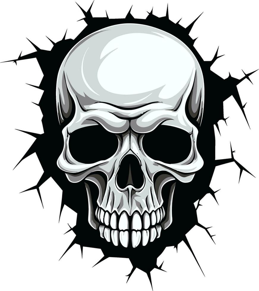 Gothic Resurgence The Hidden Gaze of the Vector Skull Shrouded in Mystery A Cracked Walls Cryptic Skull