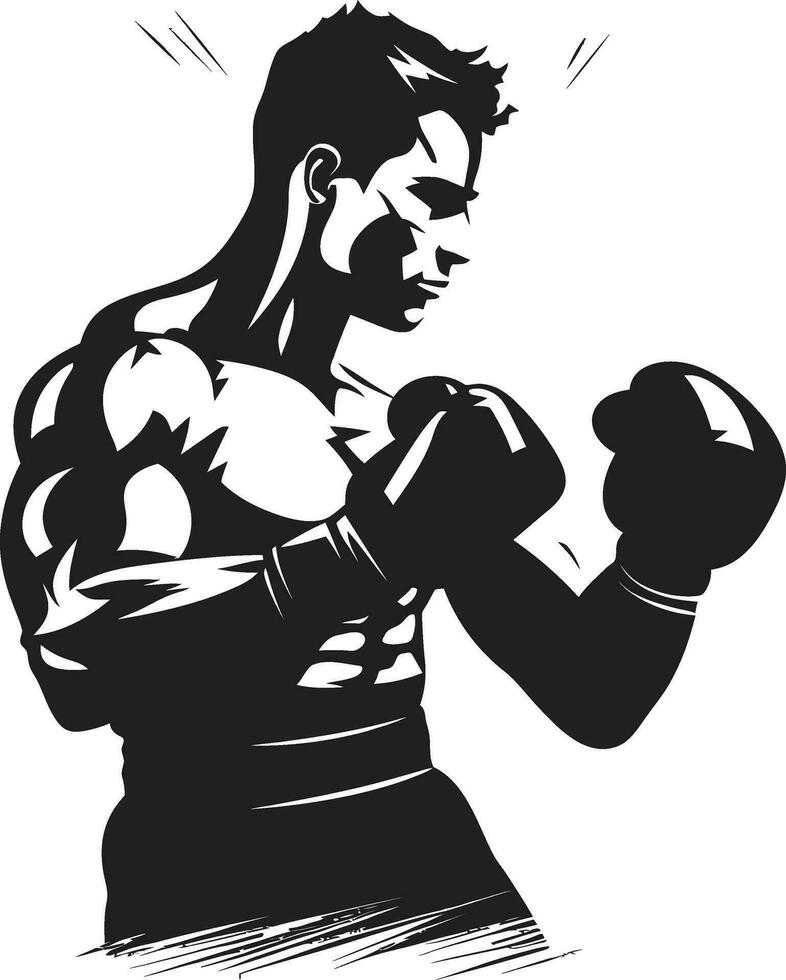 Vector Artistry Powerful Boxing Emblem in Black Boxing Dynamism Black Logo Design with Man Icon