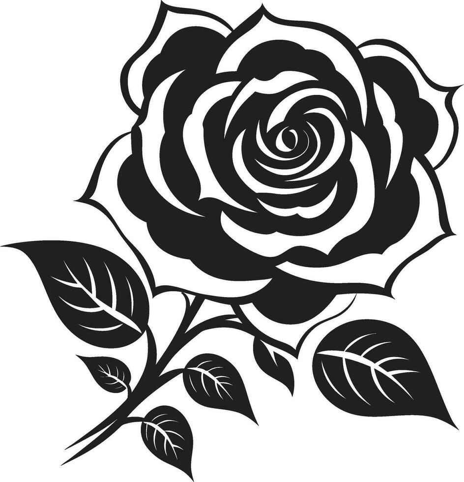 Sleek Black Rose Logo Design A sleek and stylish rose emblem Abstract Rose Graphic with Flair An abstract and artistic interpretation of a rose icon vector