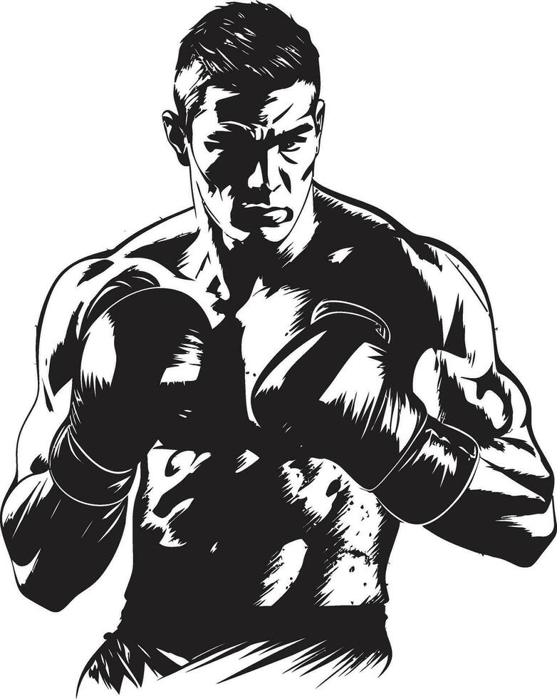 poderoso se mueve vector icono en negro vector arte poderoso boxeo emblema en negro