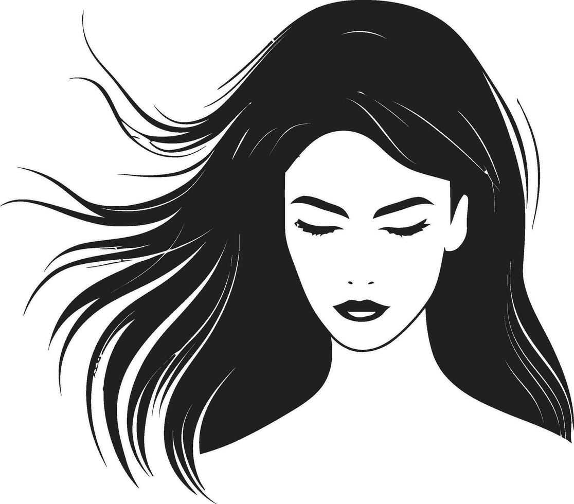 esculpido belleza negro hembra cara emblema en logo eterno seducir negro cara vector icono con mujeres perfil en monocromo