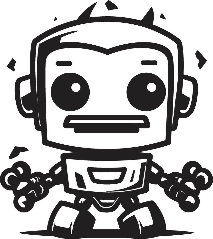 Nanobot Knight A Stylish Vector Robot Icon Ebon Enigma Compact Robot Guardian Emblem