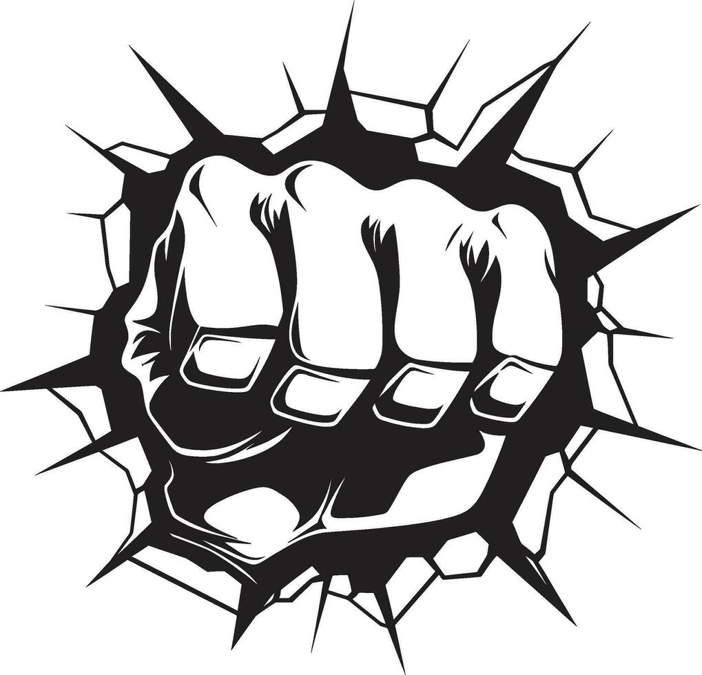Wall Shattering Elegance Black Vector Icon Vector Artistry Redefined Punching Fist Emblem