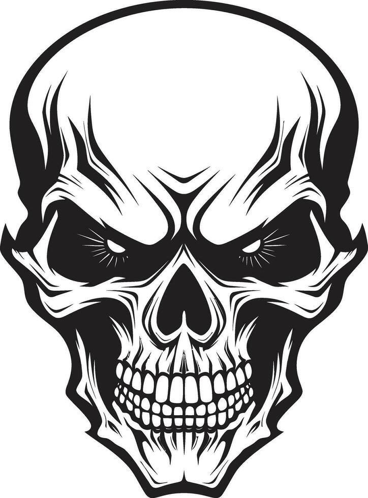 Enigmatic Descent Cryptic Skull Symbol Skeletal Whispers Haunting Vector Emblem