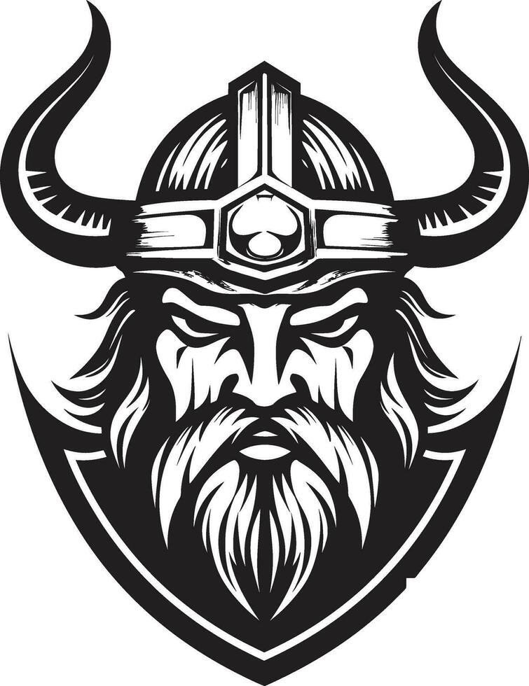 de ébano nórdico guerrero elegante vikingo logo diseño el vikingo asaltante un temible mascota icono vector