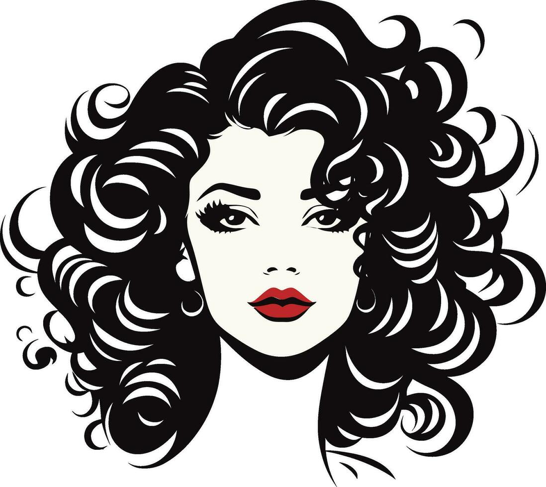 Ebony Splendor The Iconic Curls in Vector Silhouette of Elegance A Stylish Curly Symbol