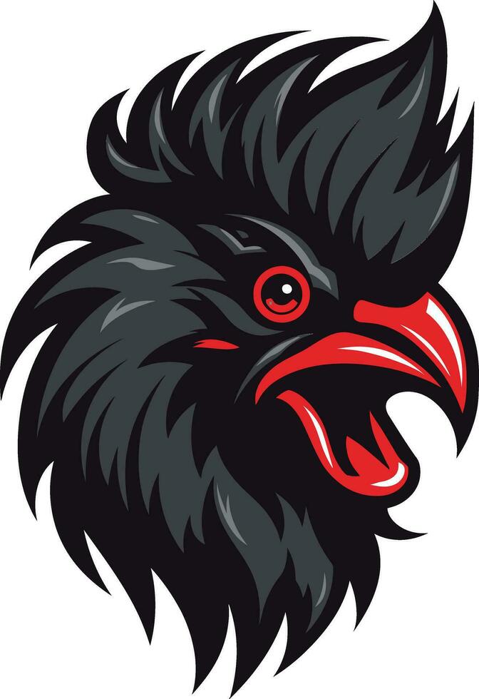 Sleek Black Rooster Mascot Logo Rooster Majesty in Vector