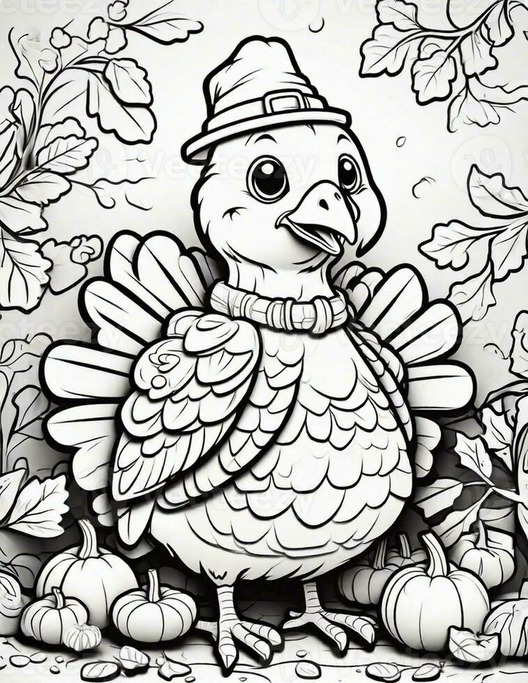 Thanksgiving coloring book graphics for children and adults photo