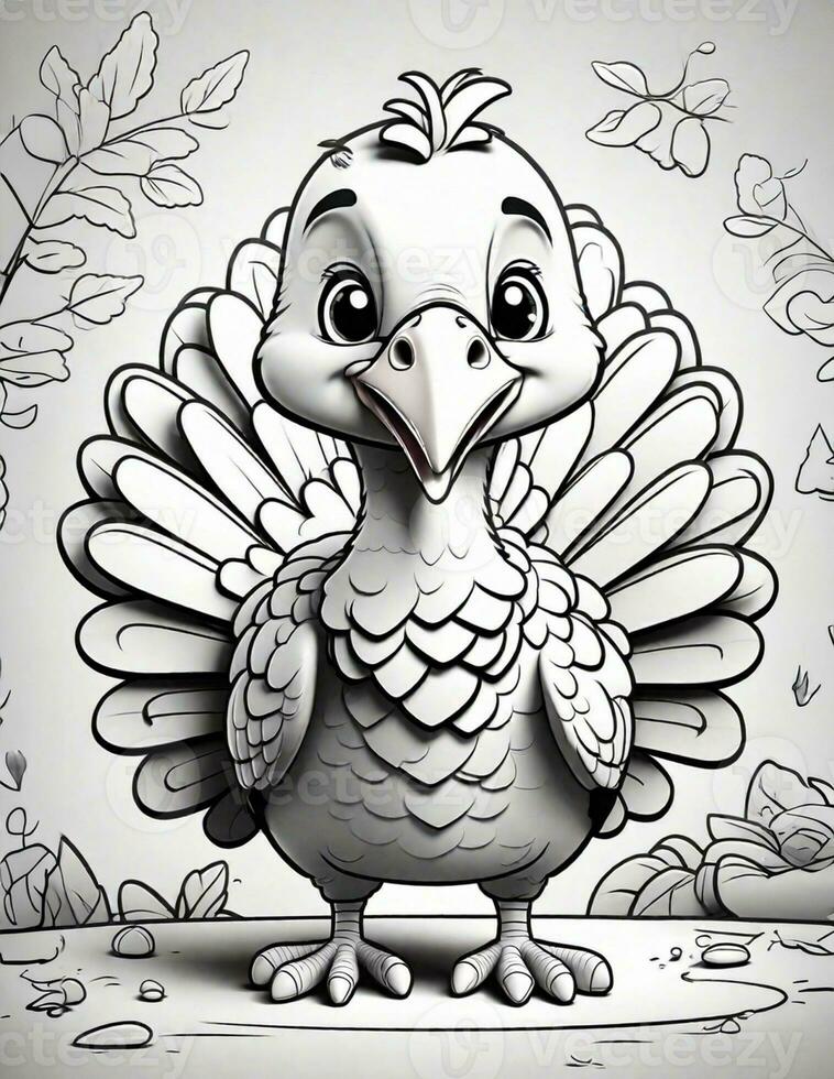 Thanksgiving coloring book graphics for children and adults photo