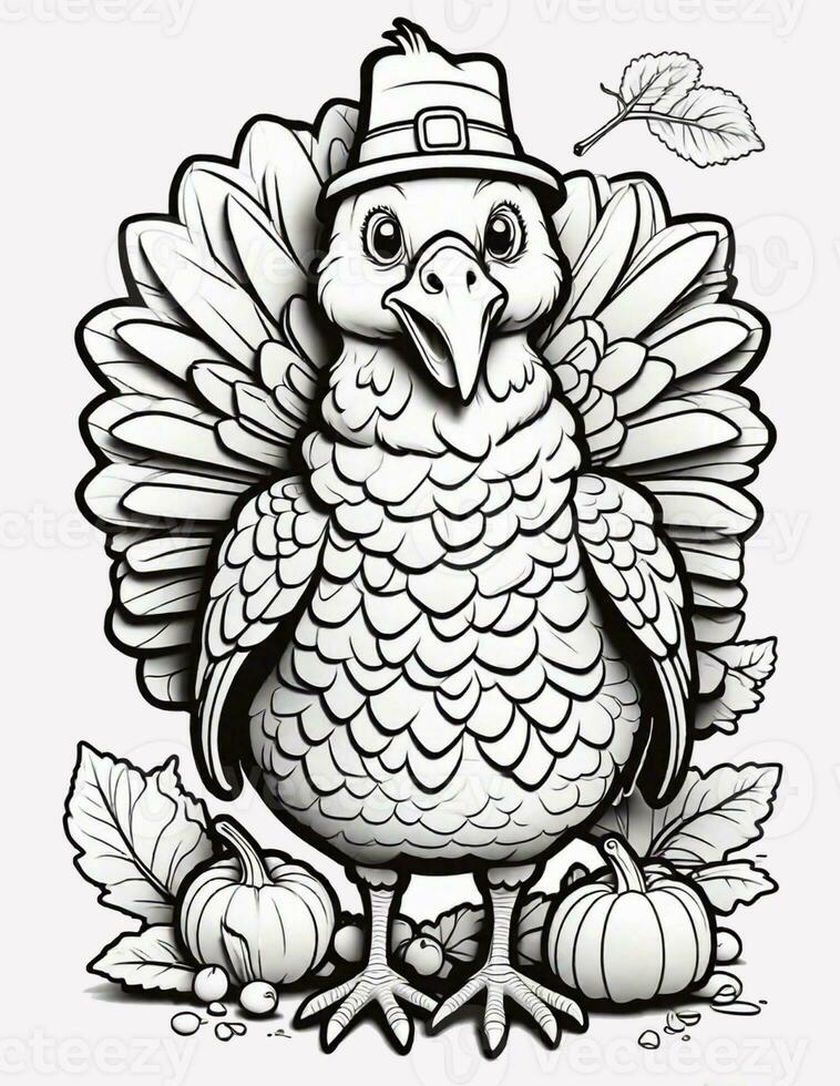 Thanksgiving coloring book graphics for children and adults photo