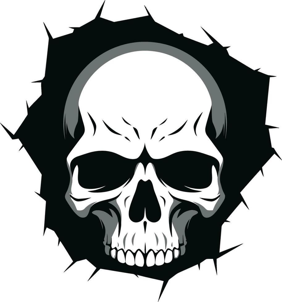 Gothic Wall Intrigue The Hidden Skull Emblem Mystical Skull Unearthed Peeping from the Wall vector