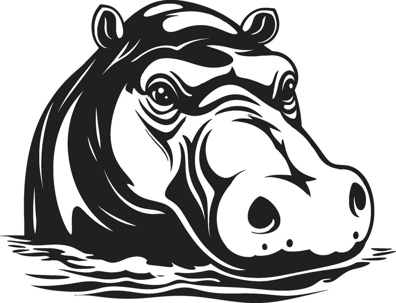 hipopótamo perfil en contemporáneo Arte moderno negro hipopótamo logo vector